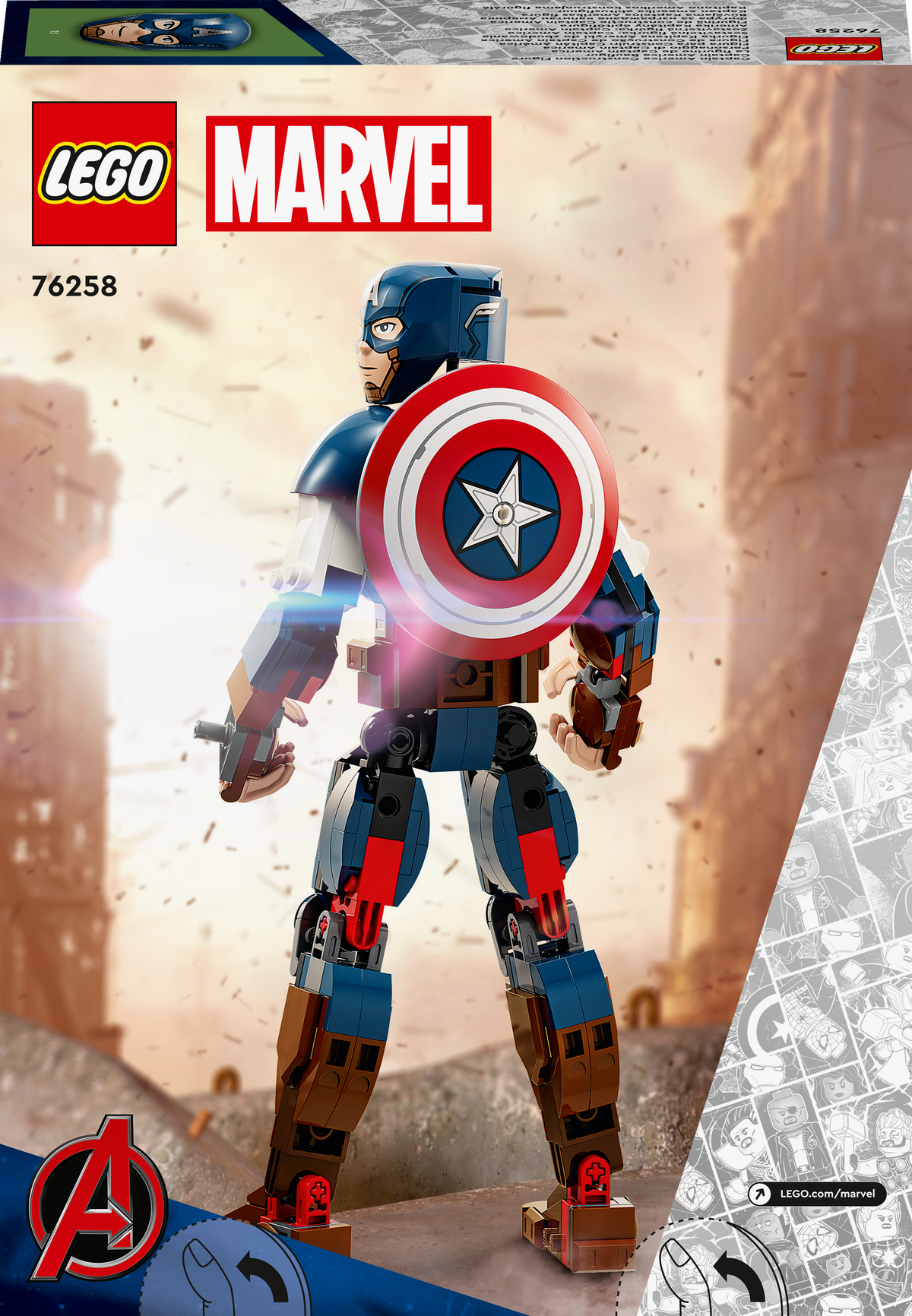 LEGO Marvel 76258 Kapitonas Amerika – surenkama figūra