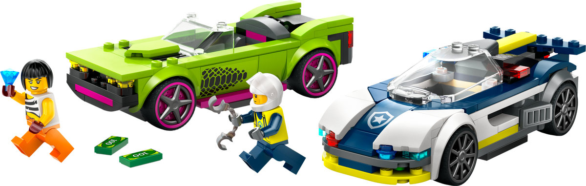 LEGO City 60415 Policijos automobilio ir galingojo automobilio gaudynės