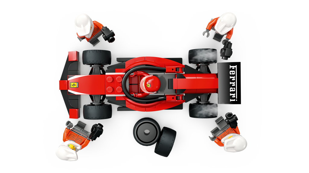 LEGO City 60443 F1 techninės priežiūros sustojimas su Ferrari bolidu