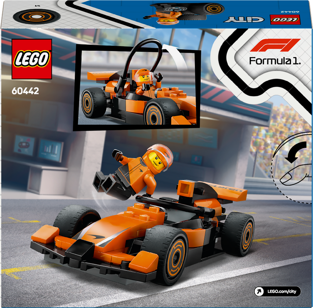 LEGO City 60442 F1 lenktynininkas su McLaren bolidu