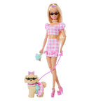 BARBIE TWINNING LOOKS šviesiaplaukės lėlės ir šunelio rinkinys (JFP36)