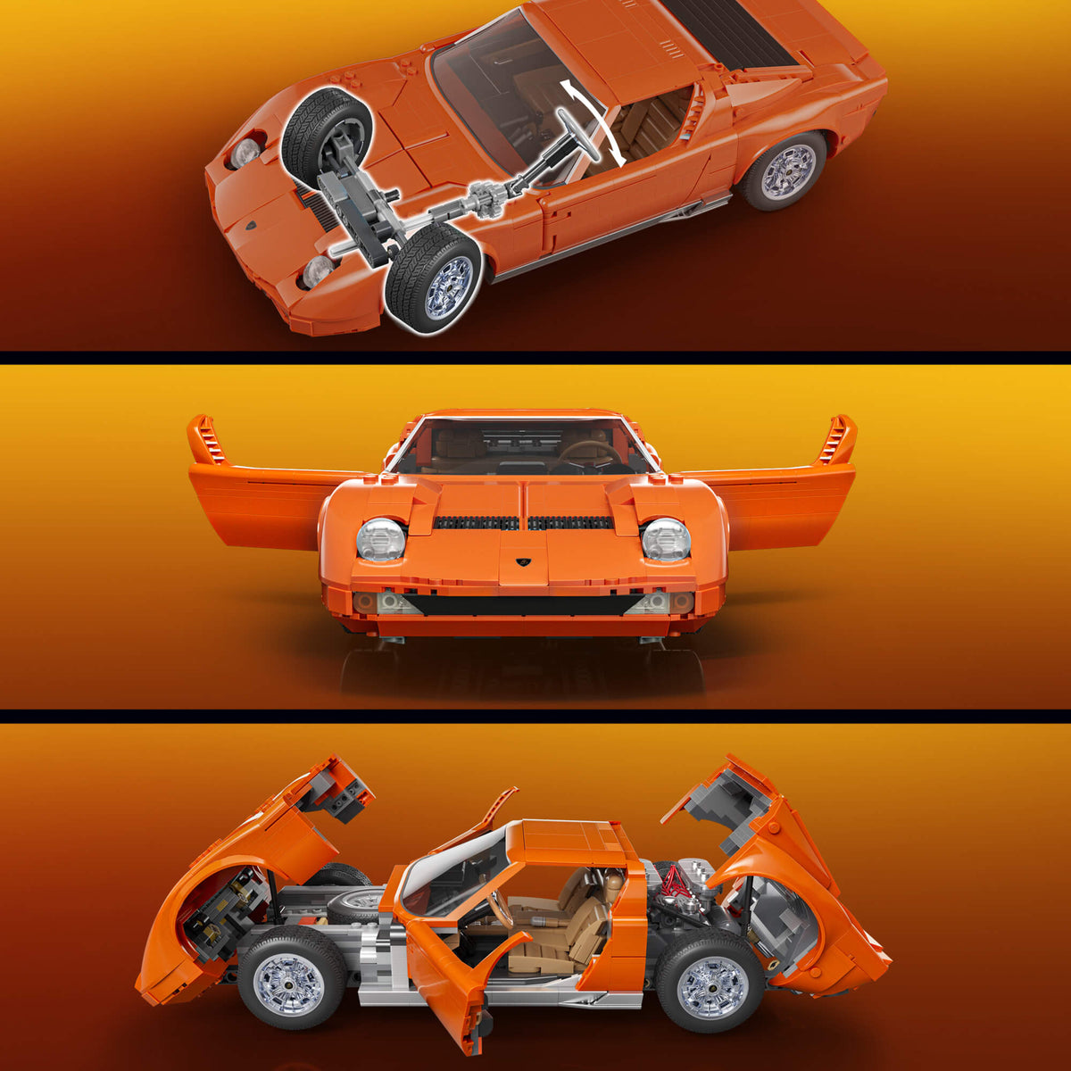 MATTEL BRICK SHOP HOT WHEELS Lamborghini ‘71 Miura P400 SV konstruktorius (JHF61)