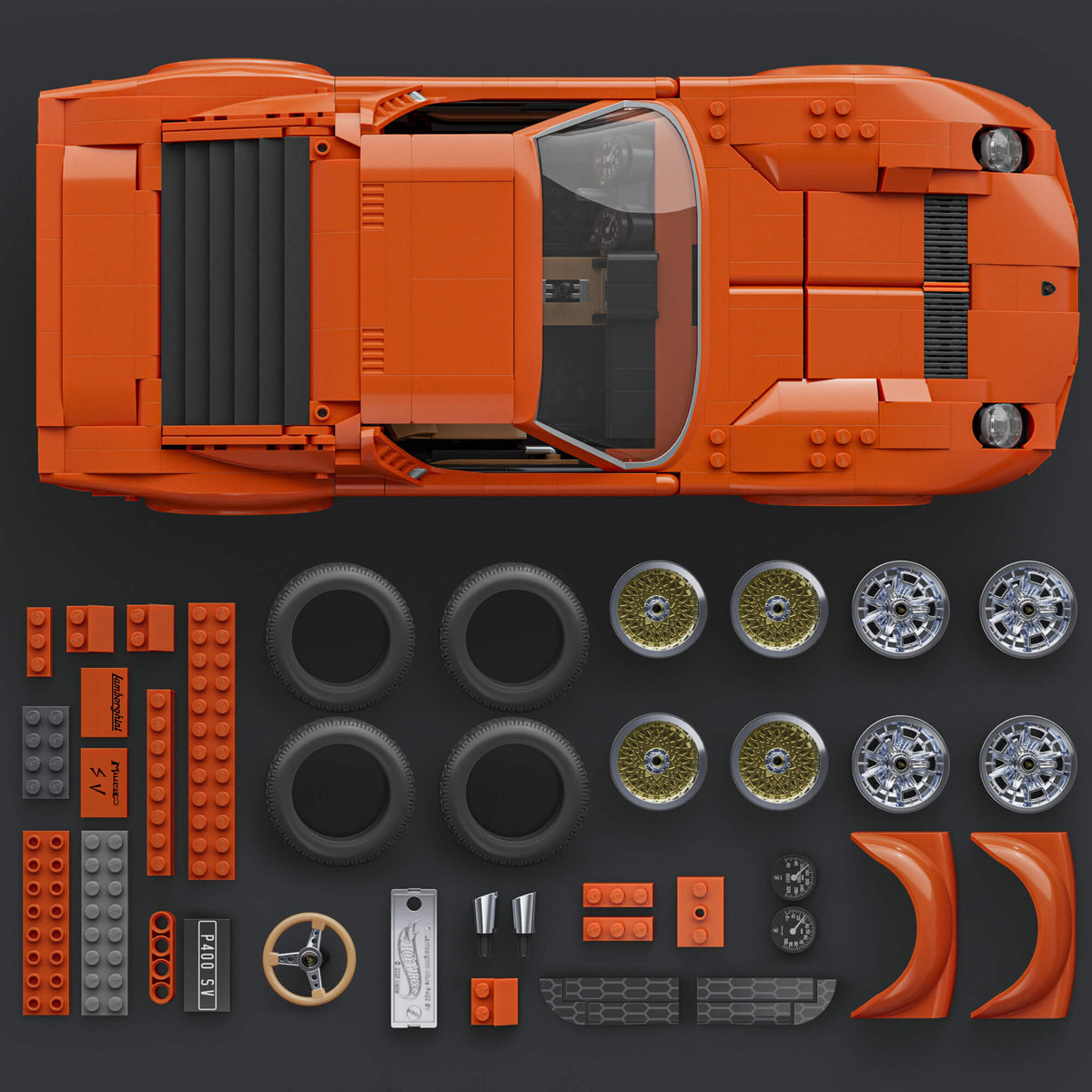 MATTEL BRICK SHOP HOT WHEELS Lamborghini ‘71 Miura P400 SV konstruktorius (JHF61)