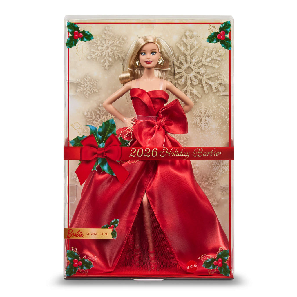 BARBIE HOLIDAY kolekcinė lėlė raudona suknele (JJX65)