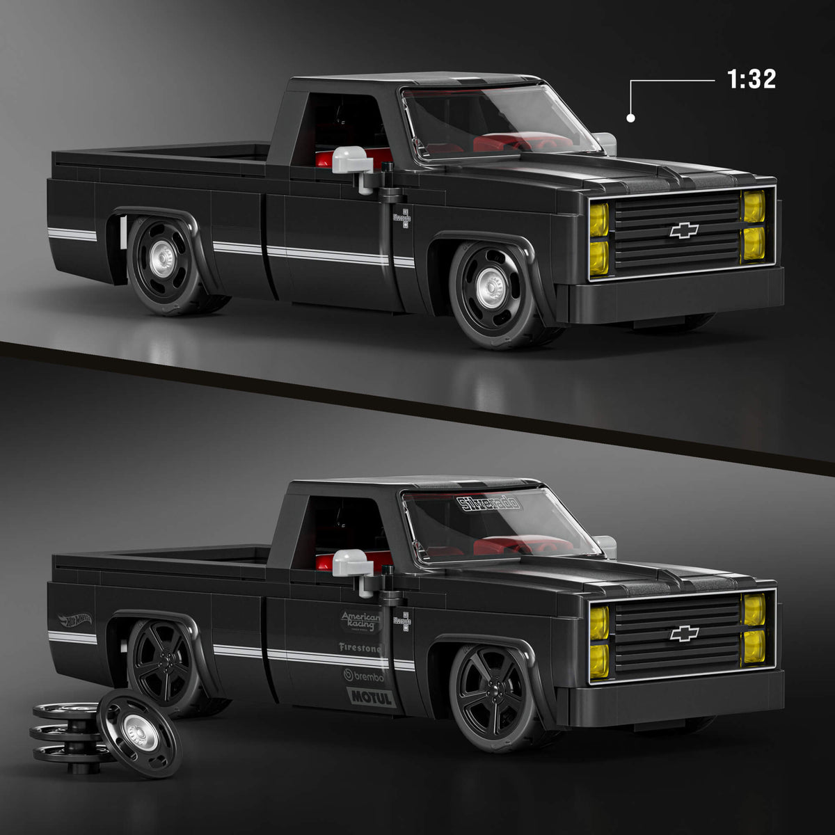 MATTEL BRICK SHOP HOT WHEELS Chevy '83 Silverado konstruktorius (JKG42)