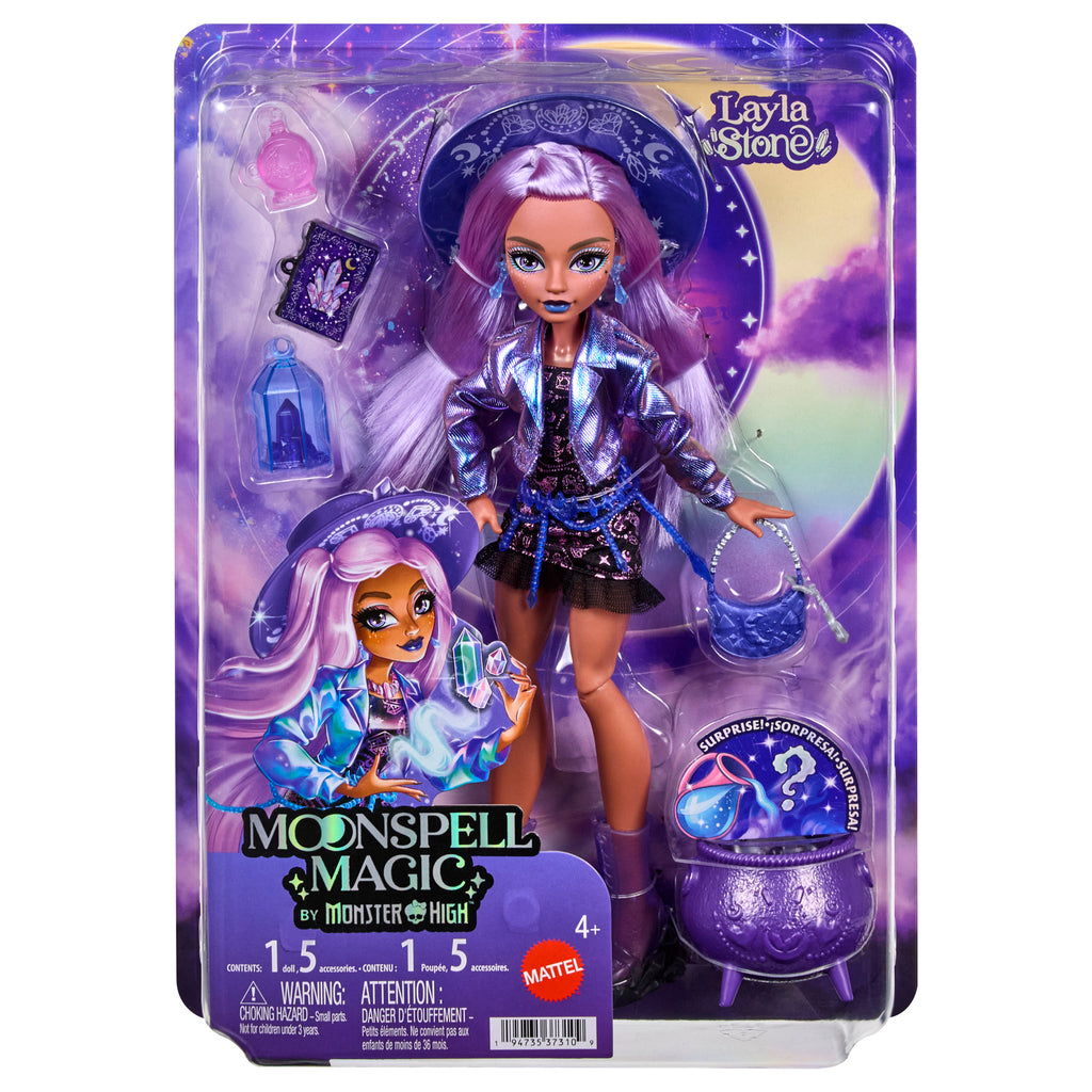 MONSTER HIGH MOONSPELL MAGIC lėlė Layla - kristalų kerėtoja (JMB90)