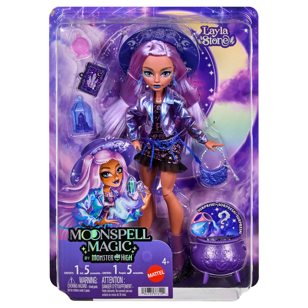 MONSTER HIGH MOONSPELL MAGIC lėlė Layla - kristalų kerėtoja (JMB90)