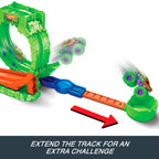 HOT WHEELS MONSTER TRUCKS MUTANT CHAOS triukų trasa su slaimu (JMK91)