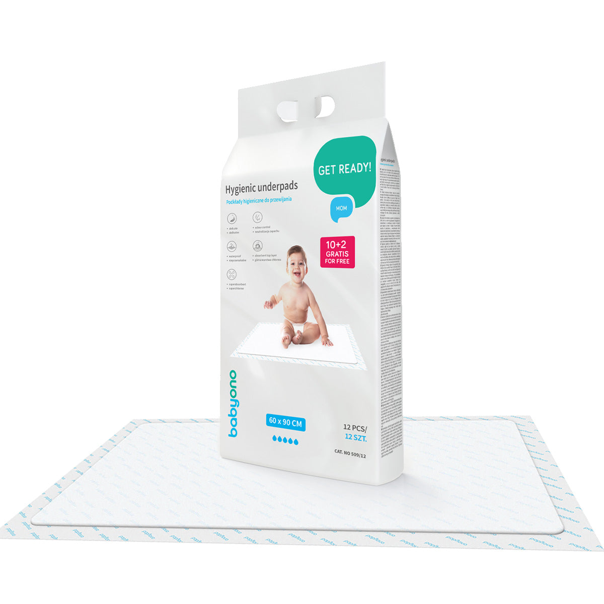 Babyono kūdikio pervystymo paklotai 12vnt 60x90 509/12