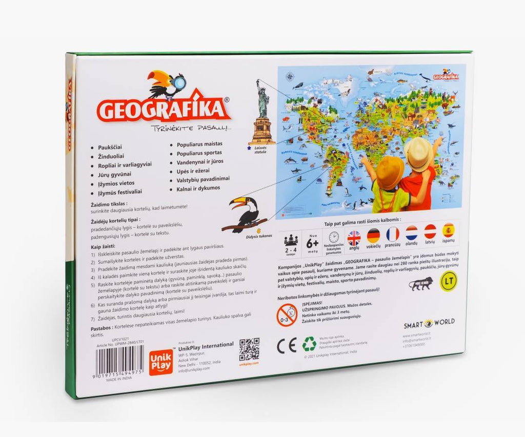 Mokomasis stalo žaidimas Geografika - Tyrinėk Pasaulį lietuvių kalba 4+