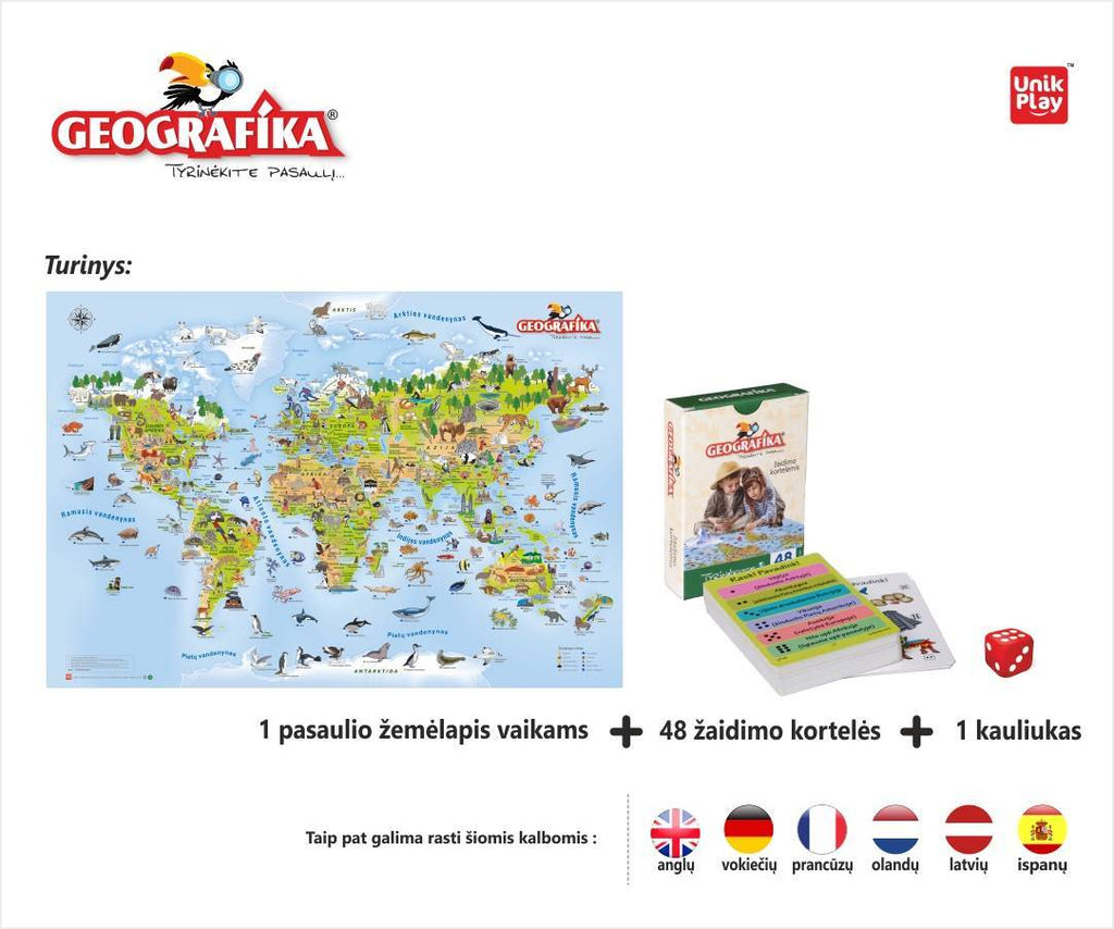 Mokomasis stalo žaidimas Geografika - Tyrinėk Pasaulį lietuvių kalba 4+