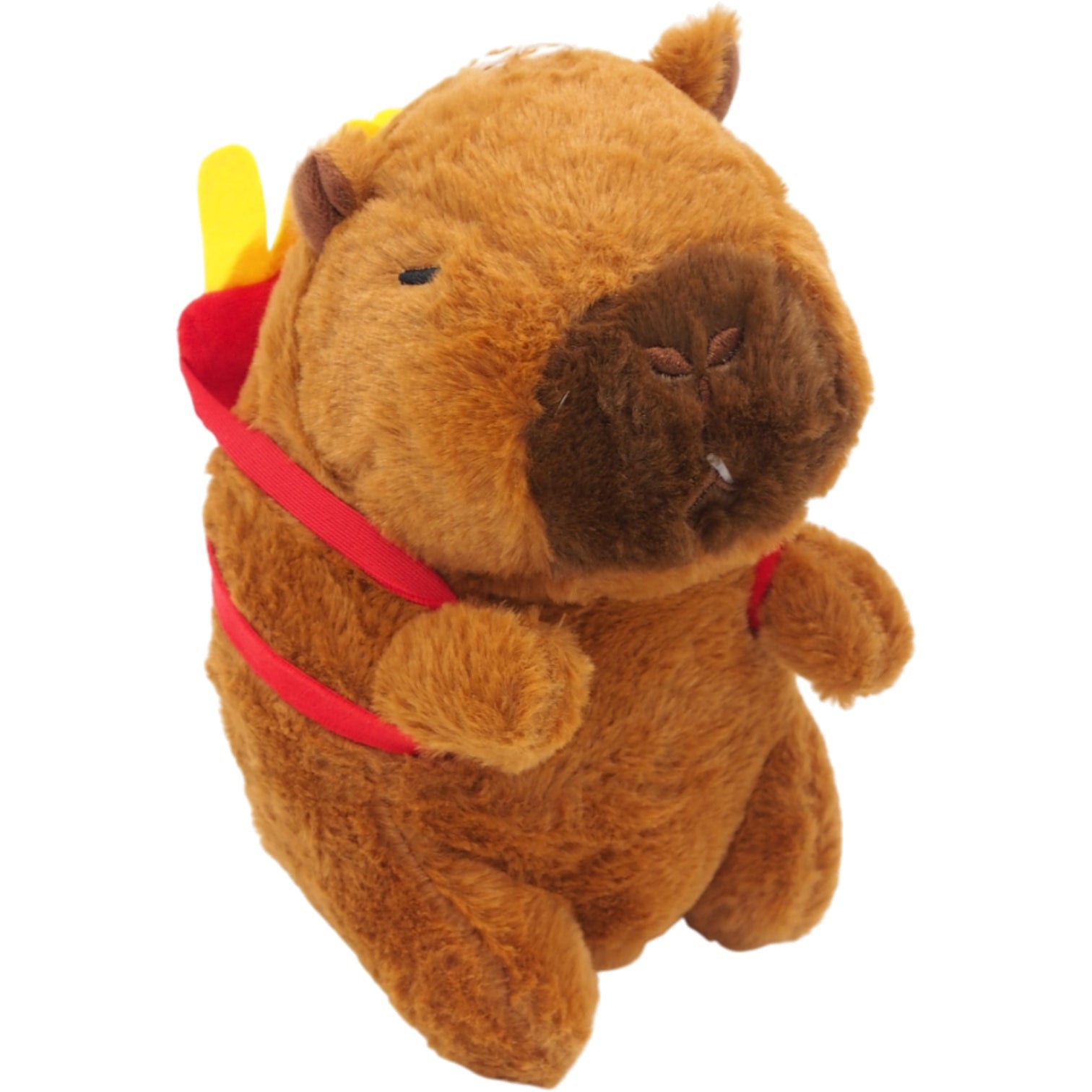 Minkštas pliušinis žaislas kapibara su bulvyčių kuprine