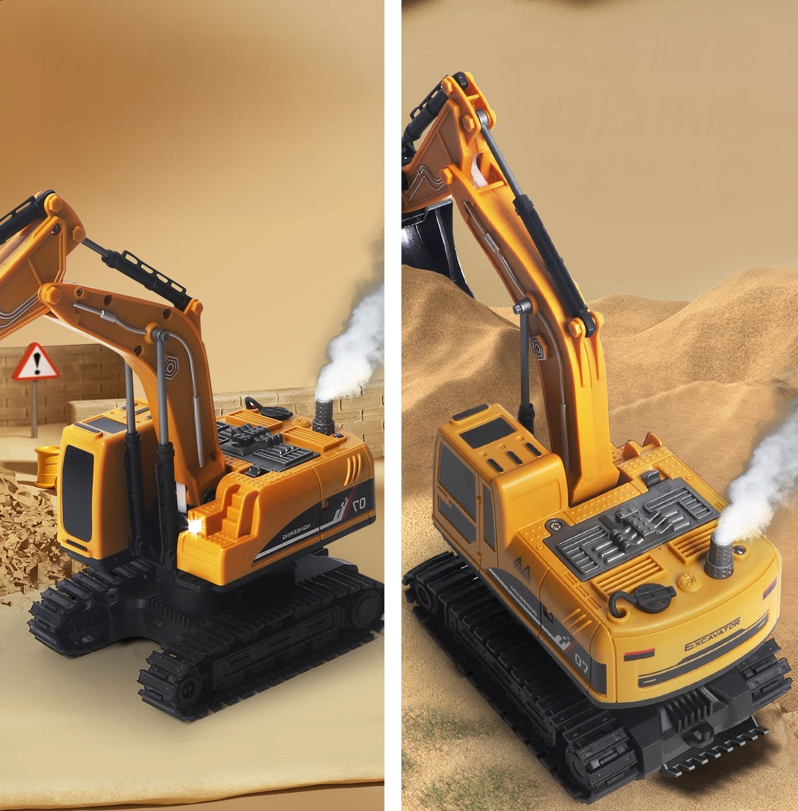 Nuotoliniu būdu valdoma ekskavatoriaus ir savivarčio rinkinys