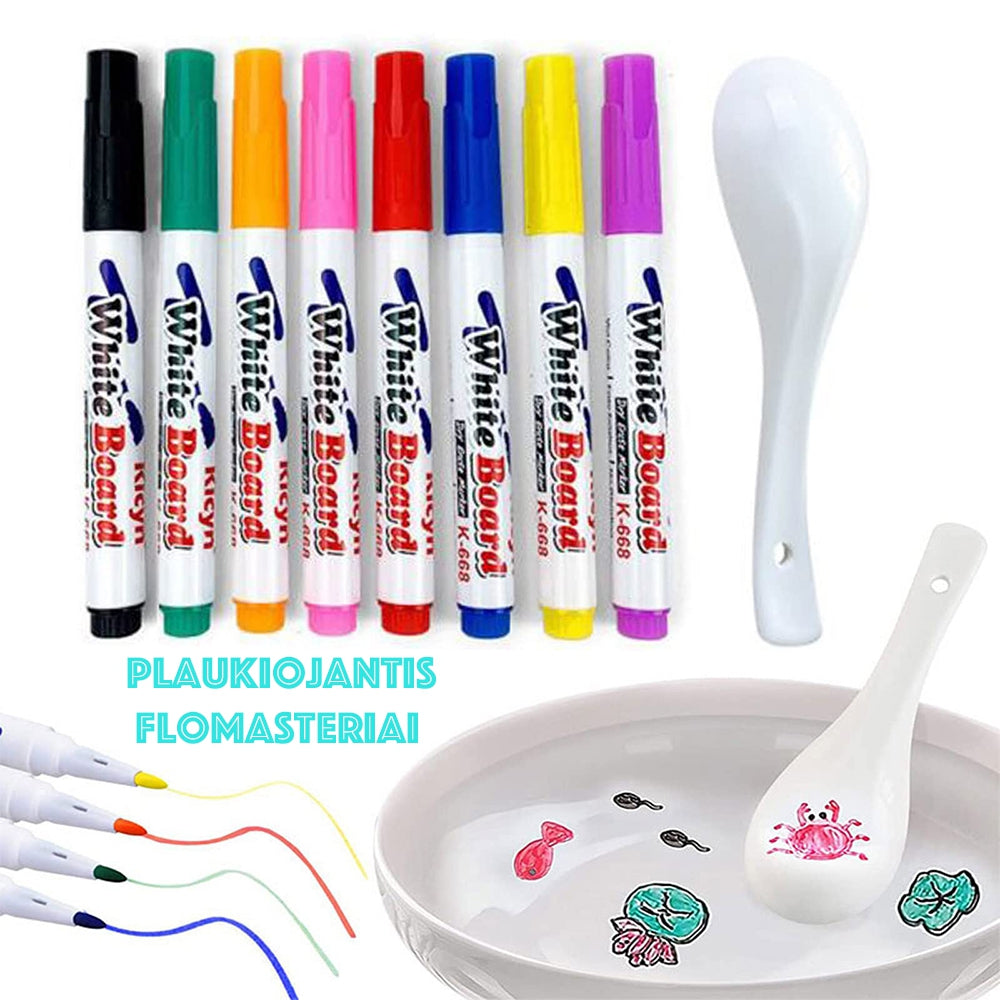 Plaukiojantys flomasteriai 11vnt. BROKAS