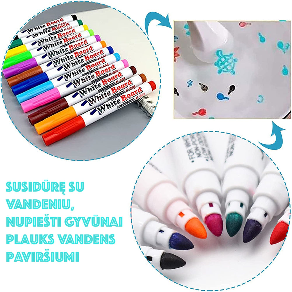 Plaukiojantys flomasteriai 11vnt. BROKAS