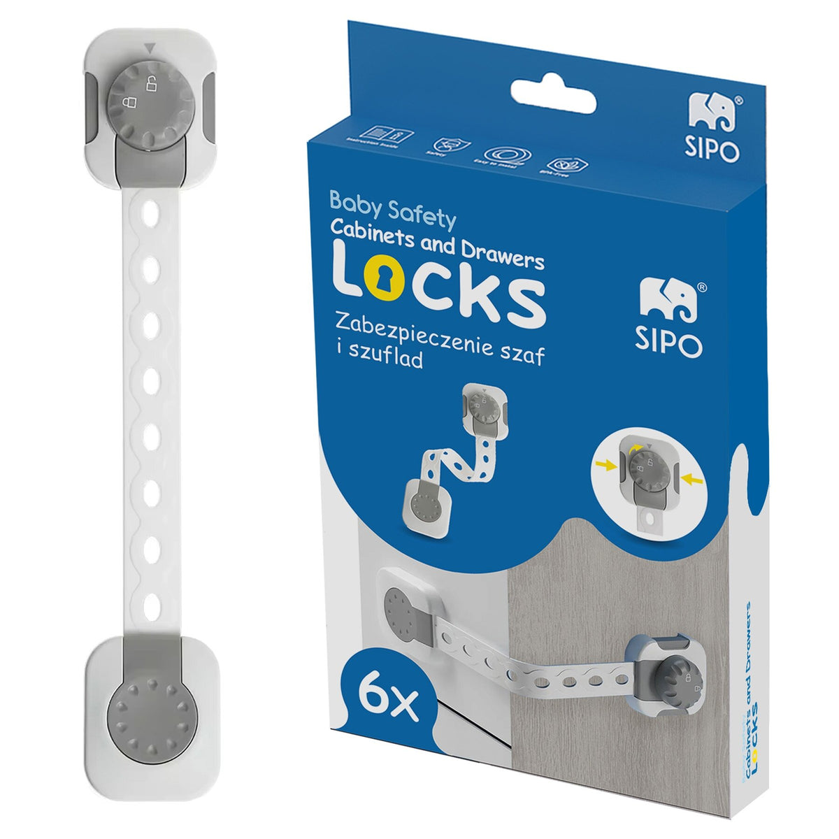SIPO apsauga smart lock stalčiams durelėms 6 vnt SBS-214