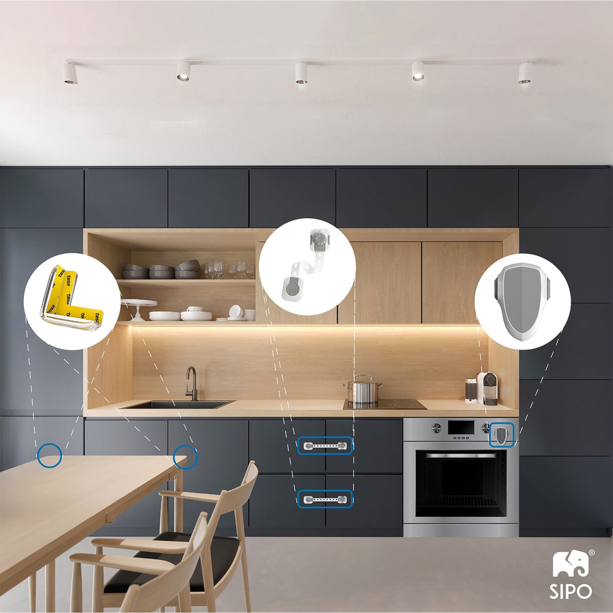 SIPO apsauga smart lock stalčiams durelėms 6 vnt SBS-214