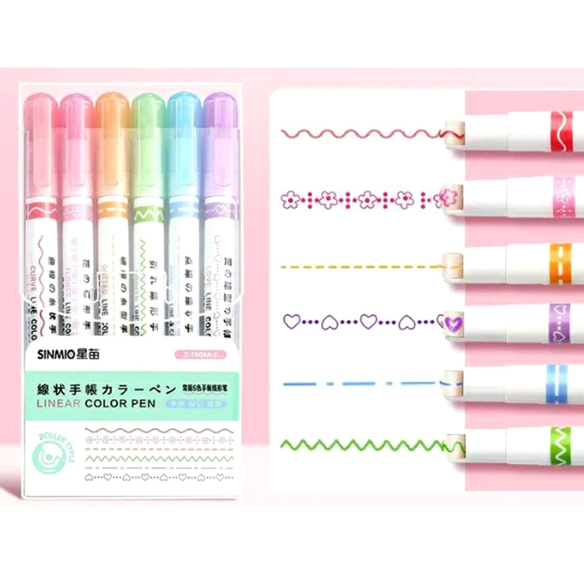 Spalvotų rašiklių rinkinys 6 vnt.