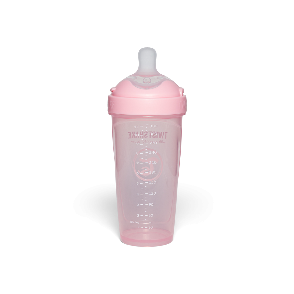 Twistshake buteliukas antikolikinis Pro Double 330ml rožinis 79040