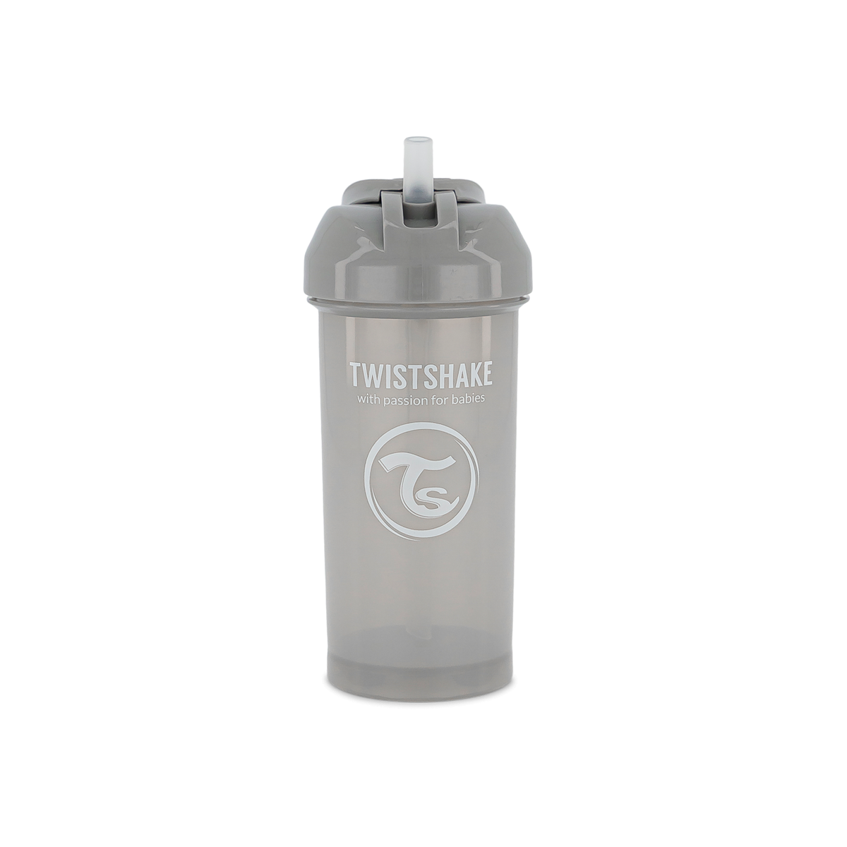 Twistshake buteliukas su šiaudeliu 360 ml nuo 6mėn pilkas 78680