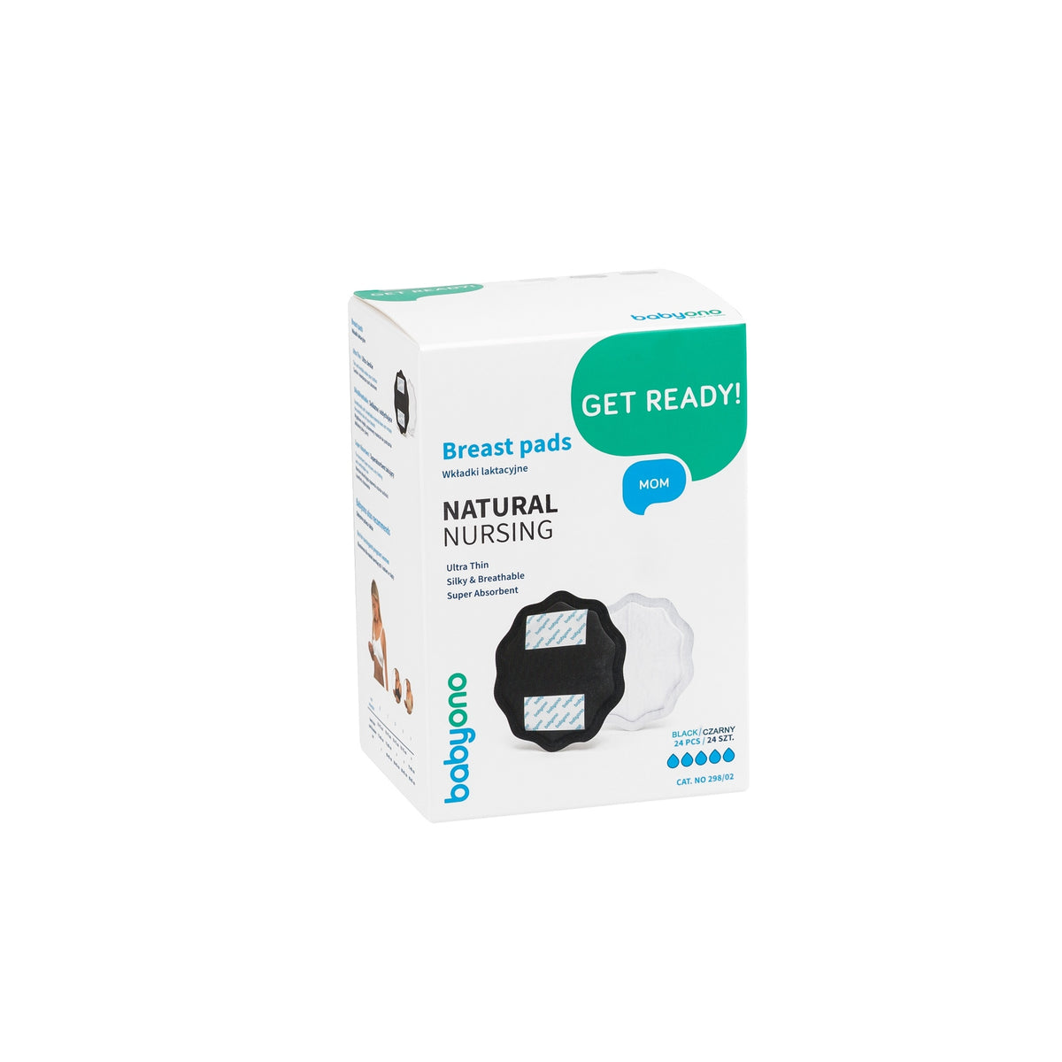 Babyono vienkartiniai įklotai į liemenėlę Natural Nursing juodi, 24 vnt., 298/02