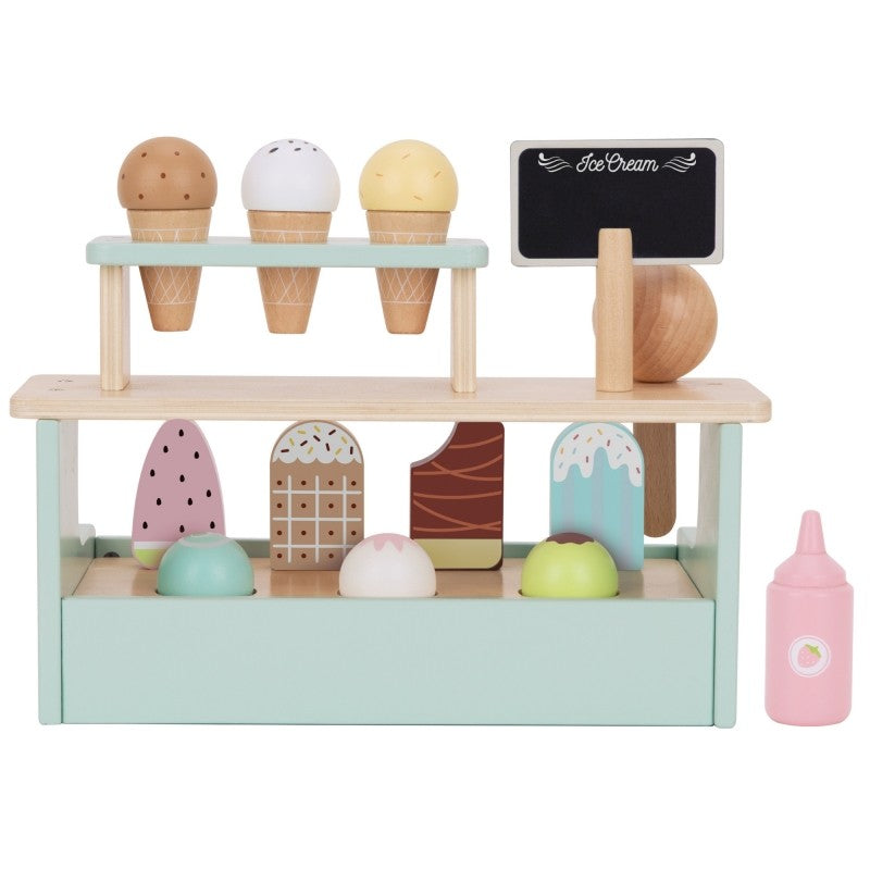 Wooden Ice Cream Shop Set with Ice Cream Stand