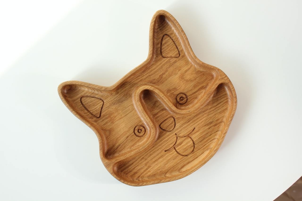 Wooden Plate For Kids - Corgi With 2 Sectors