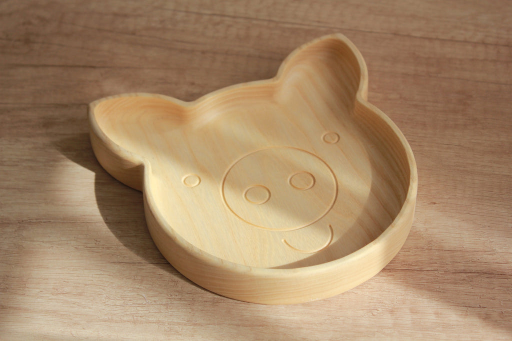 Wooden Plate For Kids - Pig