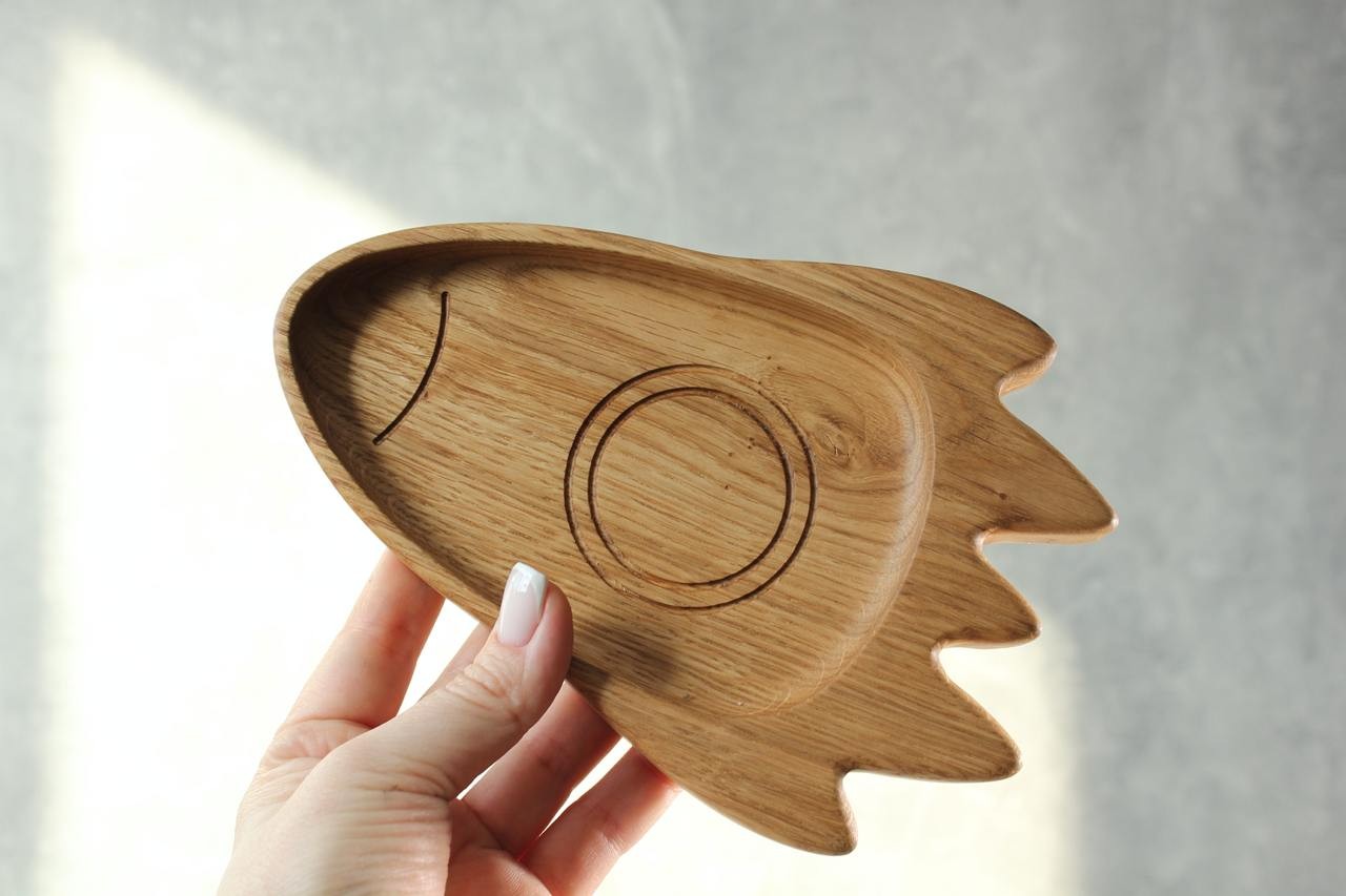 Wooden Plate For Kids - Rocket