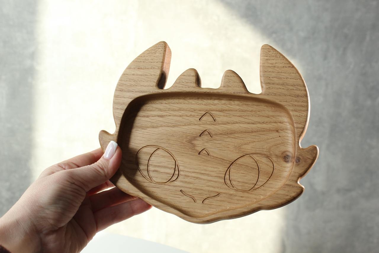 Wooden Plate For Kids - Toothless