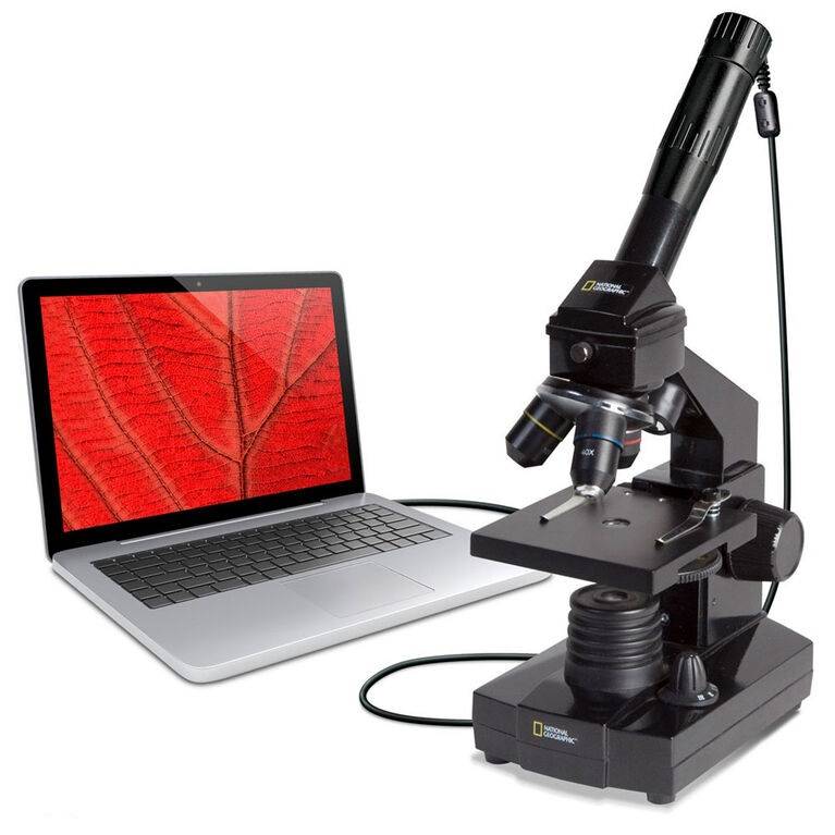 Mikroskopas su USB 40-1024X lagamine, National Geographic 5 metų garantija
